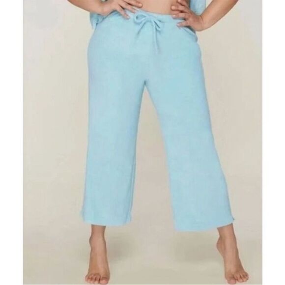 NWT Andie Swim The lbo Terry Cover-Up Pants in Cablu Blue Size S - Picture 2 of 12